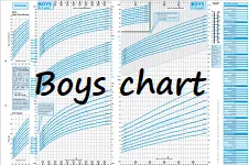 Click here to download a boys growth chart, including weight and height.