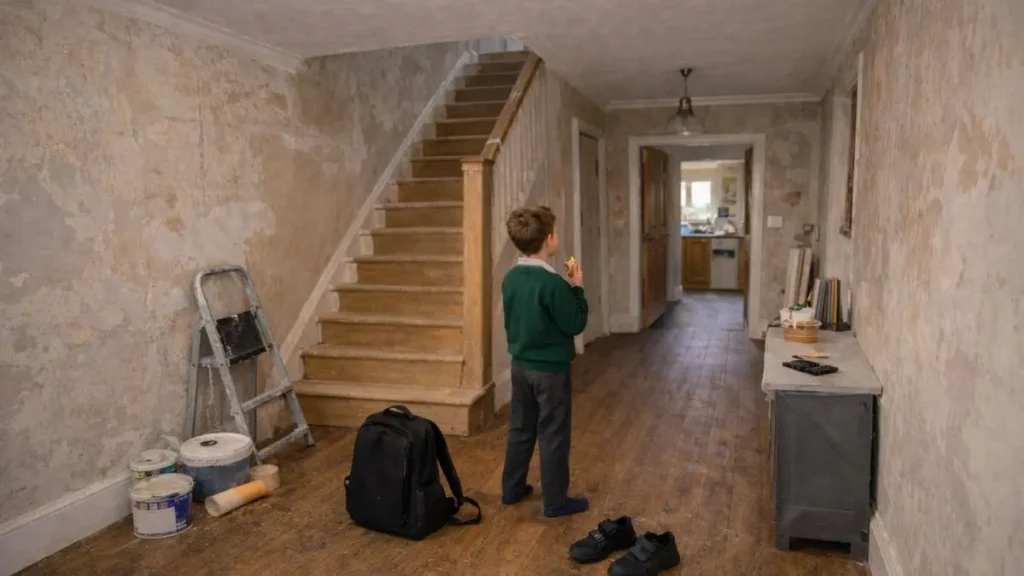 A simple after-school routine that works (without the stress) 2 P rimary school child walking into a UK home dropping their school bag after the day.