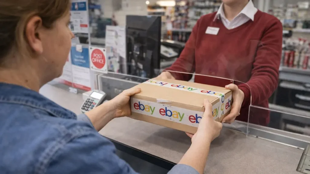 ebay package being posted from the post office.