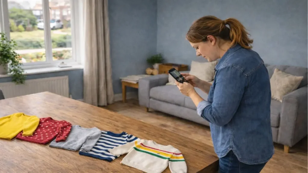Baby item placed near a window in natural light ready for a listing photo.