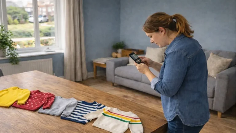 Baby item placed near a window in natural light ready for a listing photo.